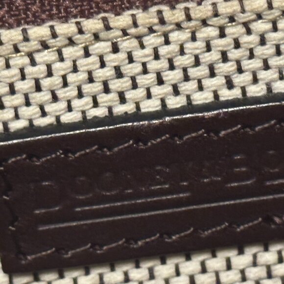 Dooney and Bourke Brown and Tan Elbow Bag with dark brown Fancy Leather Handle - Picture 5 of 6